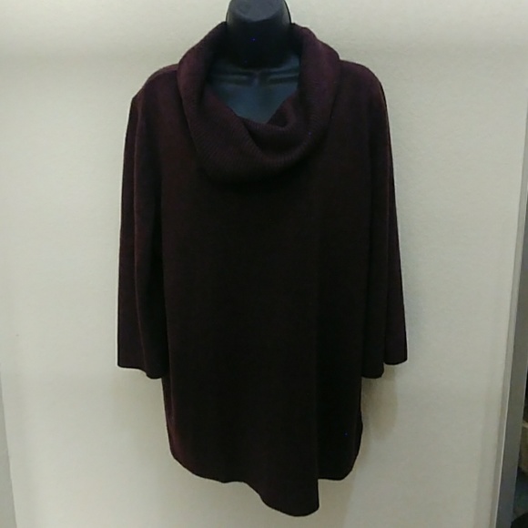 Spring + Mercer Plum Cowl Neck Sweater-1X - Picture 3 of 7